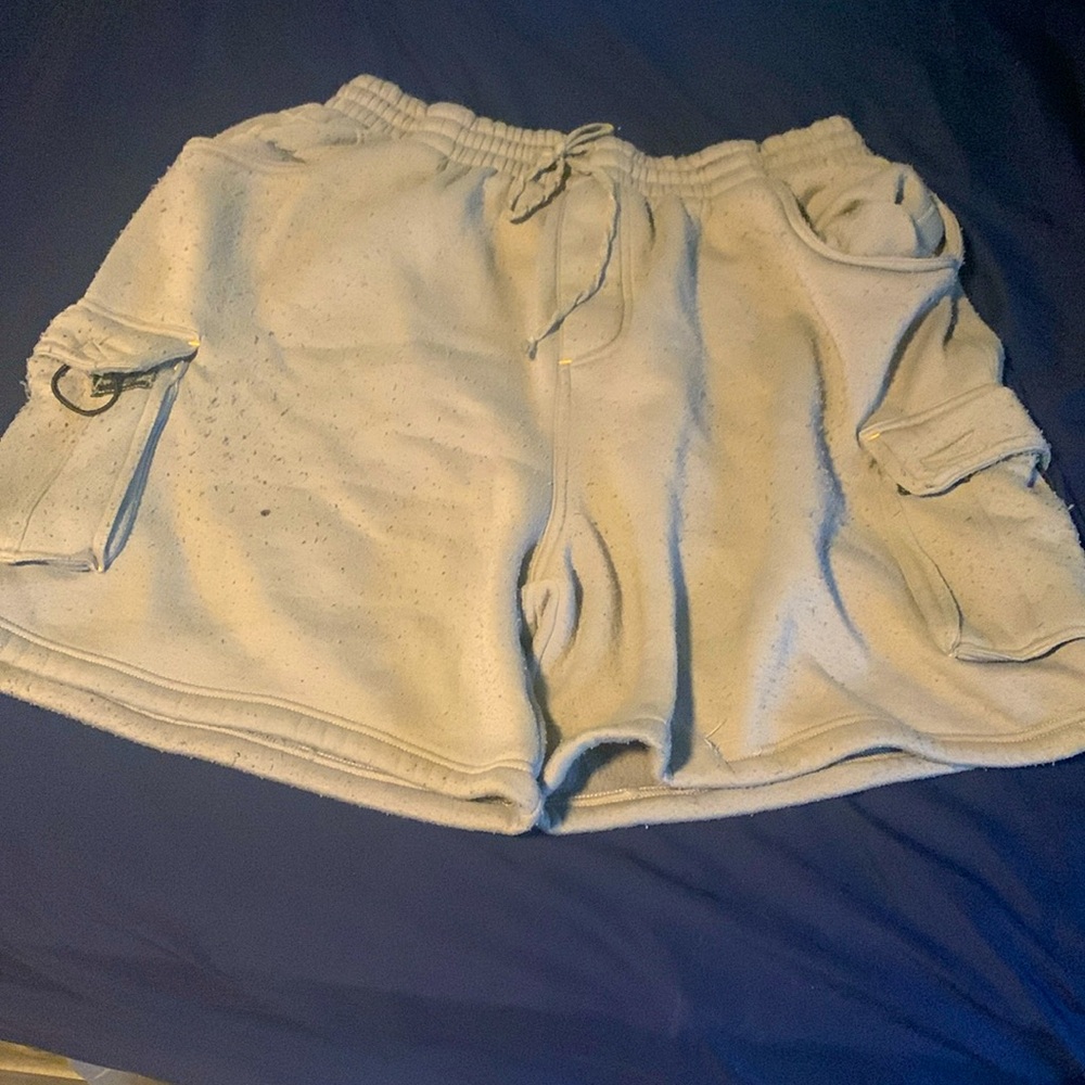 Gray black web cargo shorts